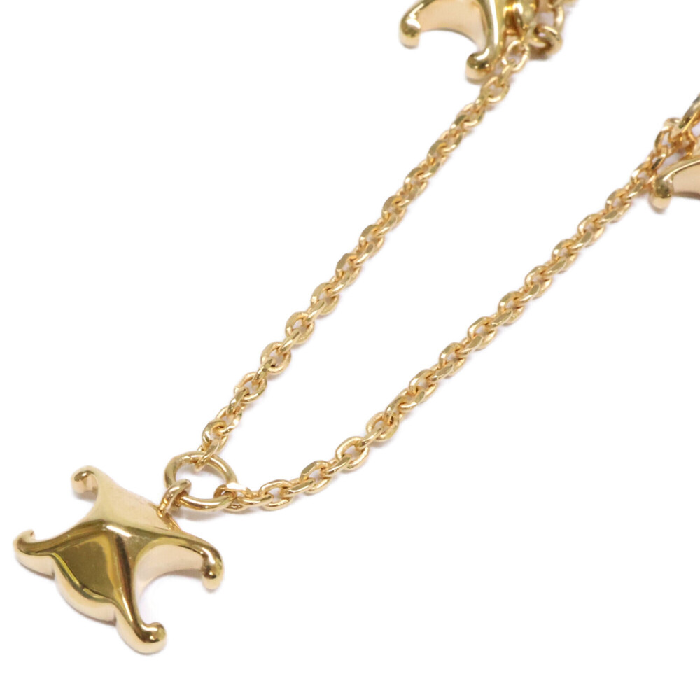 CELINE FCA2254 Triomphe Mini Chain Necklace, Gold Color, Women's